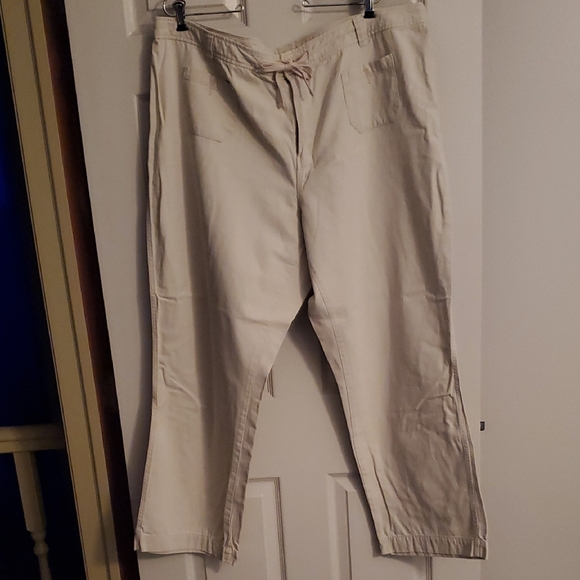 Women's Cream Tan Khaki Tie Waist Pants Venezia Size 24 Never Worn - Picture 1 of 5